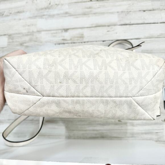 MICHAEL KORS Dallas Medium Slim BACKPACK MK Signature Soft Sky White Authentic - Picture 6 of 8